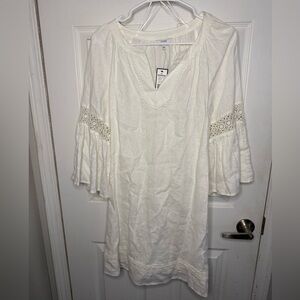 crown & ivy Cream Crochet-Inset Boho Dress NWT